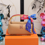 Hermes Trousse Bride-A-Brace Canvas Case/Top Handle Bag Beige 2022