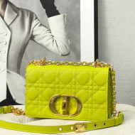 Dior Small Caro Chain Bag in Soft Cannage Calfskin Neon Green 2022