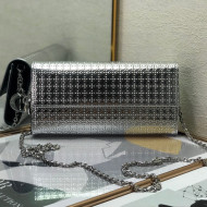 Dior Lady Dior Metallic Long Wallet on Chain WOC Silver 2022 2251