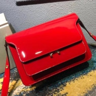 Marni Trunk Bag In Patent Calfskin Red 2018
