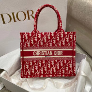 Dior Small Book Tote Bag in Burgundy Oblique Jacquard 2022 M17E