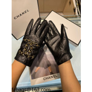 Chanel Lambskin Chain Gloves Black 2021 102928