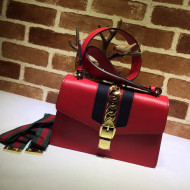 Gucci Sylvie GG Leather Small Shoulder Bag 421882 Red 2021