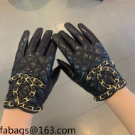 Chanel Lambskin Chain Gloves Black/Gold 2021 102933