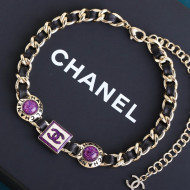 Chanel Chain Stone Short Purple 2021 53