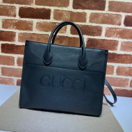 Gucci Leather Small Tote Bag with Gucci logo 674822 Black 2022