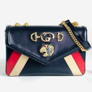 Gucci Rajah Medium Shoulder Bag in Patchwork Leather 537241 Blue 2019