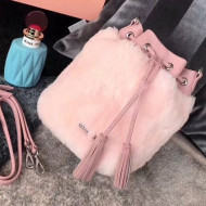 Miu Miu Shearling Bucket Bag 5BE014 Pink 2018