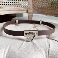Bottega Veneta Leather Belt 2cm with Triangle Buckle Coffee Brown/Aged Silver 2021 