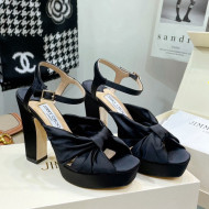 Jimmy Choo Silk Platform High Heel Sandals 11.5cm Black 2022 032308