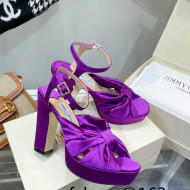 Jimmy Choo Silk Platform High Heel Sandals 11.5cm Purple 2022 032309