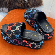 Gucci GG Jacquard Platform Slide Sandals 5.5cm Black 2022 032896