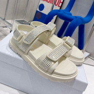 Dior DiorAct Lambskin and Crytsal Flat Strap Sandals White 2022