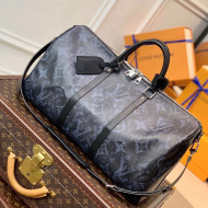 Louis Vuitton Keepall Bandoulière 50 Travel Bag in Monogram Pastel Noir Canvas M57278 2022