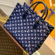 Louis Vuitton OnTheGo MM Tote Bag in Denim Jacquard Textile M59608 Dark Blue 2022