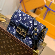 Louis Vuitton Dauphine Mini Bag in Denim Jacquard Textile M59716 Dark Blue 2022