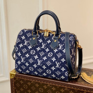 Louis Vuitton Speedy Bandoulière 25 Bag in Denim Jacquard Textile M59609 Dark Blue 2022