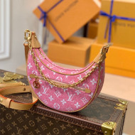 Louis Vuitton Loop Hobo Bag in Denim Jacquard Textile M81166 Pink 2022