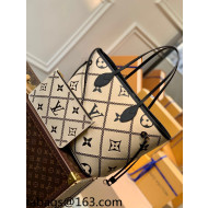 Louis Vuitton Neverfull MM Tote Bag in Embroidered Quilted Leather M46039 Creme White 2022 