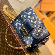 Louis Vuitton Dauphine MM Handbag in Faded Denim Jacquard M59631 Navy Blue 2022