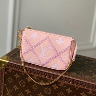 Louis Vuitton Mini Pochette Accessoires Bag in Embroidered Quilted Leather M81140 Pink 2022