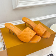 Louis Vuitton Revival High Heel Slide Sandals 5.5cm in Monogram Embossed Lambskin Orange 2022 