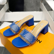 Louis Vuitton TPU and LV Crystal Heel Slide Sandals Blue 2022