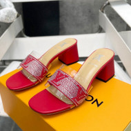 Louis Vuitton TPU and LV Crystal Heel Slide Sandals Red 2022