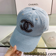 Chanel Denim Baseball Hat Light Blue 2022 0310149