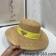 Prada Straw Wide Brim Hat Khaki/Yellow 2022 0401129