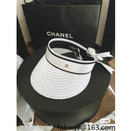 Chanel Visor Boe Tie Hat White 2022 0401144