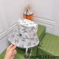 Chanel CC Canvas Bucket Hat Light Grey 2022 0401147