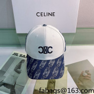 Celine Canvas Baseball Hat White/Blue 2022 040212