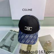 Celine Canvas Baseball Hat Black/Blue 2022 040213