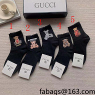 Gucci Cotton Bear Short Socks Black 2022 94