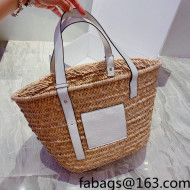 Loewe Medium Straw and Leather Basket Bag Beige/White 2022 033103
