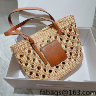 Loewe Medium Straw and Leather Basket Bag Beige/Brown 2022 033106