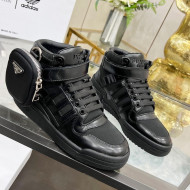 Prada x Adidas Silky Calfskin High-top Sneakers with Pouch Black 2022 90