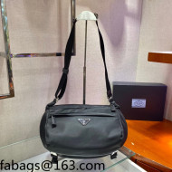 Prada Nylon and Saffiano Leather Shoulder Bag with Strap 2VH994 Black 2022