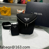 Prada Signaux Nylon Bucket Bag Black 2022