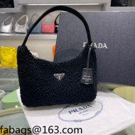 Prada Re-Edition 2000 Shearling Mini Hobo Bag 1NE515 Black 2022