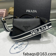 Prada Monochrome Saffiano and Leather Top Hnadle Bag 1BD317 Black 2022