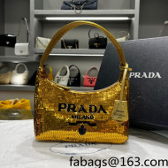 Prada Re-Edition 2000 Sequins Mini Hobo Bag 1NE515 Gold 2022