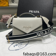 Prada Monochrome Saffiano and Leather Top Hnadle Bag 1BD317 White 2022
