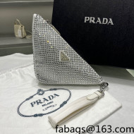 Prada Triangle Crystal Pouch 1NE039 White/Silver 2022