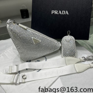 Prada Crystal Triangle Shoulder Bag 1BH190 White/Silver 2022