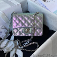 Chanel Iridescent Lambskin Classic Mini Flap Bag A01117 Grey/Pink 2021