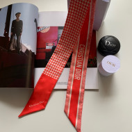 Dior Houndstooth Silk Bandeau Scarf 6x100cm Red 2022 033085