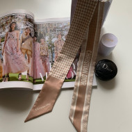 Dior Houndstooth Silk Bandeau Scarf 6x100cm Beige 2022 033086
