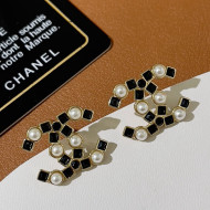 Chanel CC Stud Earrings Black/White 2022 040220